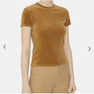 Theory Velvet Knit Tiny Tee Sz Small Camel Brown